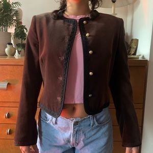 JAEGER chocolate brown velvet lace Smoking Jacket